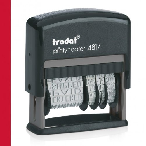 Trodat Printy 4817 Wortbandstempel Datum + 12 Texte in deutsch rot