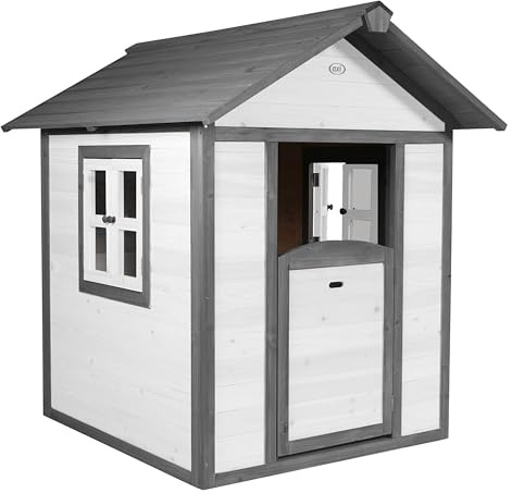 AXI Beach Lodge Playhouse made of FSC wood | Wooden Playhouse, Playhouse for Kids Outdoor in grey & white | Payhouse for Kids Outdoor