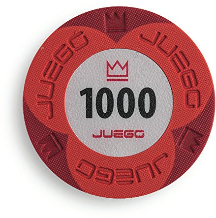 Juego JU00136 100 Imprägnierte Poker Chips Poker Set Tunierwert 1000, Gesellschaftsspiel - Rot
