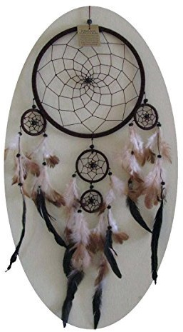 Simandra Original handgefertigter Traumfänger – hängender Dreamcatcher aus natürlichen Materialien handgefertigt ca. 58 cm lang, Durchmesser größter Ring 21 cm