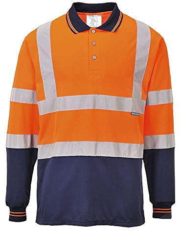 Portwest Two-Tone Long Sleeved Polo, Size: M, Colour: Orange/Navy, S279ONRM