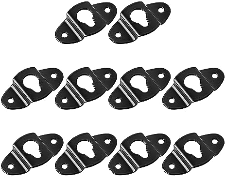 sourcing map 10 Pcs Wall Mounting Speaker Hanger Brackets, 4.8cm Long Clothing Rack Iron Hanger Plate Accessories, Speaker Hanging Piece for Surround Sound Box Audio Speaker, Black