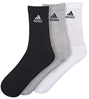 adidas Unisex 3S Performance Crew C Socken 3 Paar , Schwarz (Black/Medium Grey Heather/White) , 39-42