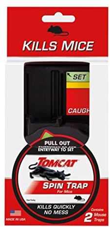 Tomcat Spin Trap for Mice, Fully Enclosed Mouse Trap Provides a Quick, No-Mess Kill, 2 Traps