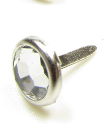Heftzwecken für Kunsthandwerk/Sammelalben, transparent, Brads Rund, Kristall, 10 mm, 100 Stück