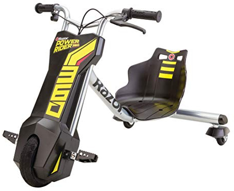 Razor Power Rider 360 9 MPH Drifting Trike Ride-On Electric Powered Tricycle, Black, Yellow