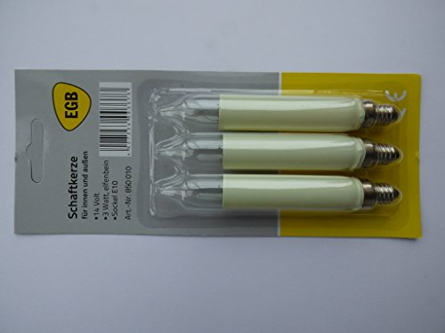 3x Schaftkerze 14V, 3W, Fassung E10