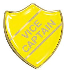 Vice Captain Gel Domed School Shield Badge (Yellow)