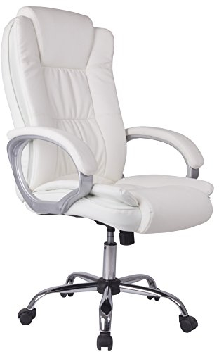 VS Venta-stock Chaise de Bureau Karen Elevable et Fauteuil inclinable en Simili Cuir Blanc