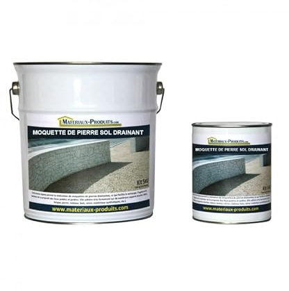 MATPRO - Moquette de Pierre Sol Drainant - Liant Résine Époxy - Filtre Eaux d'Arrosage et Pluie - Kit Prédosé - Laisse une Surface Drainante - Incolore - 5Kg
