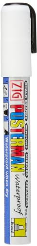 Kuretake Zig Posterman Waterproof Marker - PMA-50-6mm Chisel Point - White