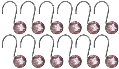 Premier Housewares Resin Shower Curtain Hooks - Set of 12, Hot Pink