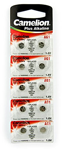 10 pile a bottone Camelion AG1 / LR60 / 164/364 / LR621, lunga durata (data di scadenza contrassegnata)