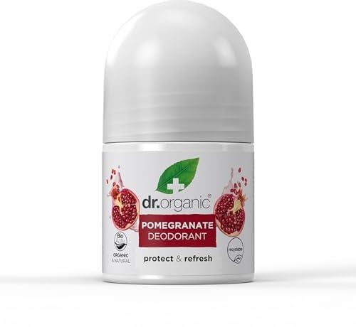 Dr Organic Granatapfel Deodorant, Aluminiumfrei, Für Männer und Frauen, Natürlich, Vegan, Tierversuchsfrei, Paraben- & SLS-frei, Recycelt & Recyclebar, Zertifiziert Bio, 50ml