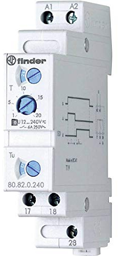Finder 808202400000PaS Zeitrelais Starter Modular-Stern-Dreieck 2 Nr. 6 A 12 bis 240 V AC/dc 0,1 s zu 20 min.