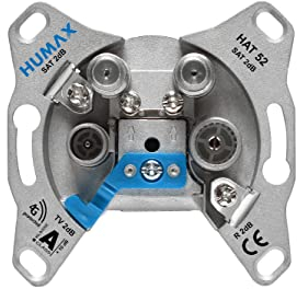 HUMAX Digital HAT 52 4-Loch Antennen Enddose (2x SAT, 1x Fernseher, 1x Radio Ausgang) mit Abdeckung