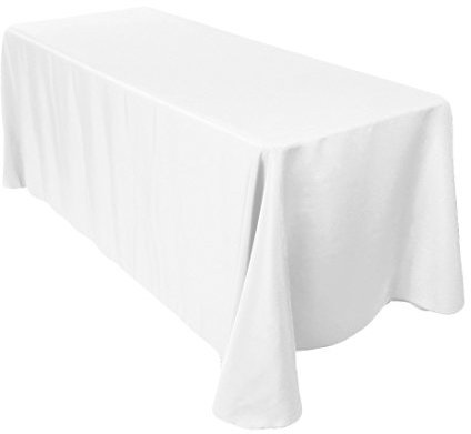WedDecor 70 x 144 Pouces Couverture de Nappe en Polyester de Coton rectangulaire Blanc pour Le Mariage, Salle à Manger et fête d'anniversaire - 5pcs