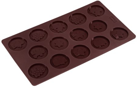 Lurch 65029 FlexiForm Linzer Weihnachtstaler / Backform 30 x 17 cm aus 100% BPA-freiem Platin Silikon, karminrot