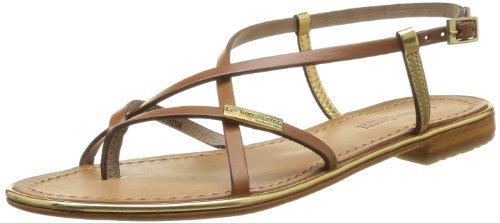 Les Tropéziennes par M. Belarbi Femme Monaco Sandales Bride arriere, Marron Tan Or, 37 EU