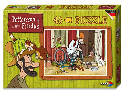Noris 606031343 - Pettersson Findus Fahrrad Puzzle, 48-teilig