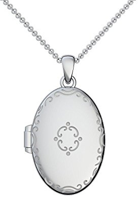 Medaillon oval groß Silber 925 Amulett antik Vintage (Mealion, Medallion) zum Öffnen antik, aufklappen, aufklappbar mit Kette für Foto Silber Kette 925 + inkl. Luxusetui FF102-3 SS92545