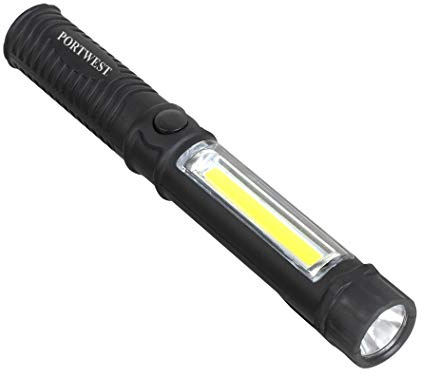 Portwest PA54 Tactical Torch | Black, One Size, CE Certified, Handy Belt Clip, Wrist Strap, Durable, Security