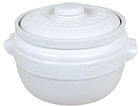 K&K Keramik Pot à pommes de terre en céramique émaillée Blanc 5 l