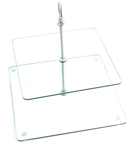 Etagere, Quadratisch, 2-stöckig, Glas, 30 cm