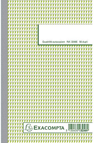 Exacompta - Réf. 3248E - 1 Manifold quadrillé 5x5 - 50 feuillets numérotés et autocopiants - duplicatas (1 original + 1 copie) - format 210 x 135 mm - certifié FSC - fabriqué en France