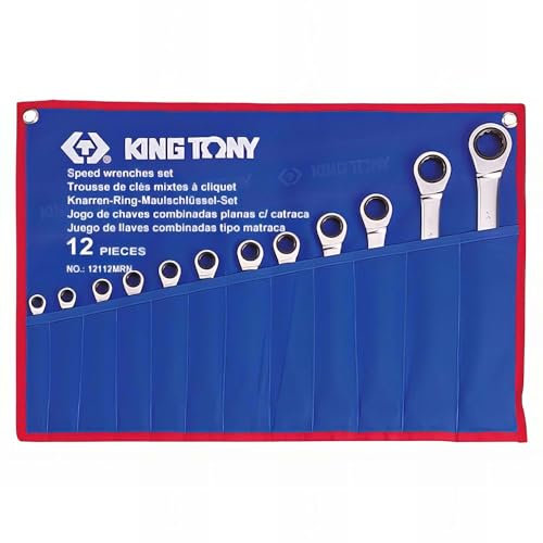 KING TONY 12112MR Trousse de Clés Mixtes à Cliquet Métriques, Set de 12
