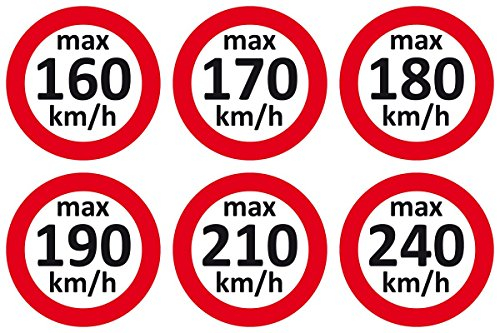 Heers-Bielefeld Geschwindigkeitsaufkleber bei Winterreifen/Räder für Tacho (kompletter Satz mit 6 Geschwindigkeiten) und Wandhalterung