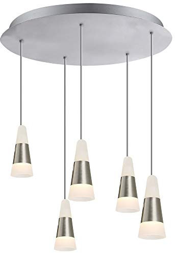 GLOBO Hängeleuchte Esszimmer Esstischleuchte satiniert Deckenleuchte hängend, Metall, 5x LED 5W 300Lm warmweiß, DxH 30x100 cm