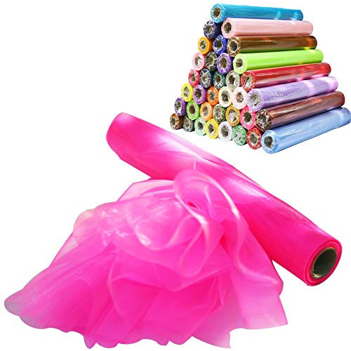 Time to Sparkle (Rose Chaud) 29cm X 26M Rouleau Organza Chemin de Table Chaise Echarpe Nœud Mariage Ceremonie Fête Noël
