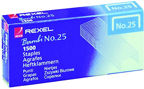 ReXel® Heftklammer, Nr. 25, Bambi, 25/4, verzinkt (1.500 Stück), Sie erhalten 1 Packung á 1500 Stück