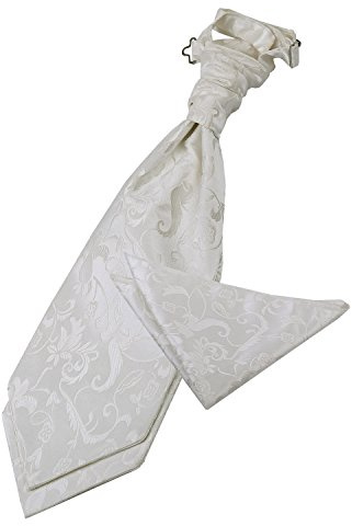 DQT Mens Passion Floral Pre-Tied Cravat & Pocket Square Set 2pc – Wedding Formal Ascot
