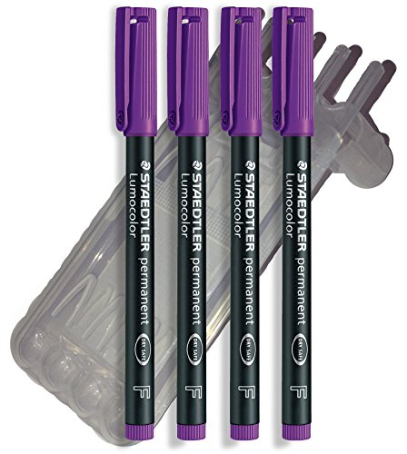 Staedtler Feinschreiber Universalstift Folienstift | Lumocolor permanent, Staedtler Box (4er Pack F Spitze, Violett)