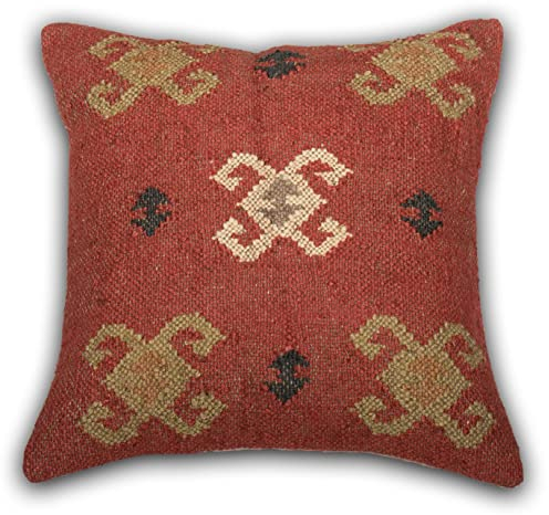 Trade Star handgewebte Kelim-Kissenbezüge, 45,7 x 45,7 cm, indische Outdoor-Kissen, Sofa-Überwurf-Kissenbezüge, dekorative Boho-Jute-Kissenbezüge