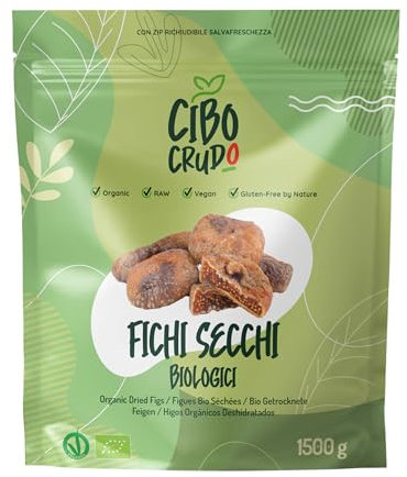 Fichi Secchi Bio - 1.5Kg. Fichi Essiccati al Sole Senza Zucchero e Zolfo Biologici. Contengono Fibre Carboidrati e Minerali. Da Consumare Come Snack. Per Ricette Dolci e Ripieni. Insalate o Marmellate