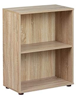 Inter Link - Bücherregal - Standregal - 2 Fächer - Höhenverstellbare Böden - Holzregal - Wohnzimmer - Arbeitszimmer - Parini 1 - Eichenfinisch, Sonoma Eiche Nachbildung