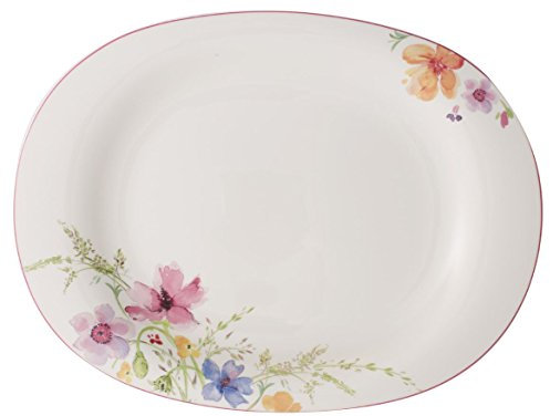 Villeroy & Boch 32 x 28 cm Premium Porcelain Mariefleur Basic Oval Gourmet Plate, White