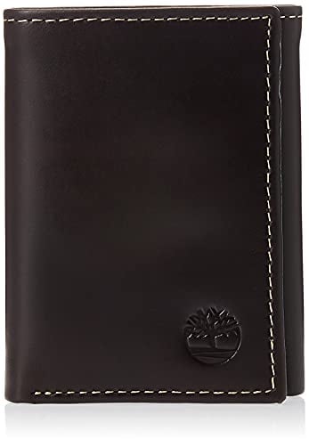Timberland Men's Leather Trifold Wallet with Id Window Tri-Fold, Brown (Cloudy), One Size