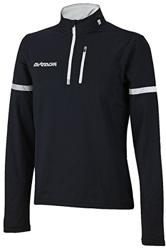 Airtracks Herren Winter Thermo Fahrradtrikot Langarm - Fleece Laufshirt - Quick Dry Funktionsshirt - Warm - schwarz - S