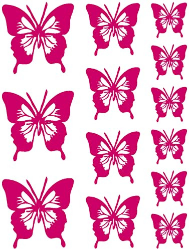 Samunshi® Schmetterling Aufkleber Set No.8 6x3,5cm4x5cmund3x7cm pink