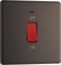 BG Electrical Cooker Control Switch Unit with LED Power Indicator, Single Plate, Double Pole, Flatplate Screwless, Black Nickel, 45A, FBN74