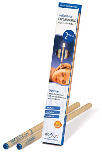 BIOSUN Wellbalance Ohrenkerzen 2 Stück (1 Paar) Mit Sicherheits-Filter. Faszinierender Duft Von Lavendel, Rosmarin Und Gurjunbalsam