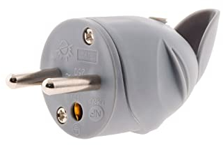 Dio DIO043061 - Enchufe macho (2 polos, salida lateral, color gris