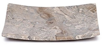 wohnfreuden Marmor Seifenschale grau eckig 12 cm - Naturstein Badezimmer Schale mit Ablauföffnungen