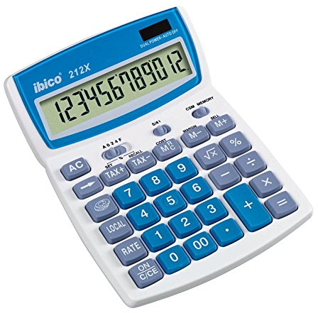 Rexel Ibico 212X Tischrechner (mit schwenkbarem Display) weiß/blau