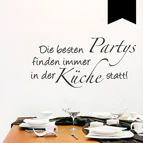 Wandkings Wandtattoo Die besten Partys finden in der Küche statt! 80 x 38 cm schwarz - erhältlich in 33 Farben