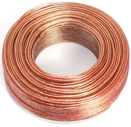 SeKi Cable de altavoz 2 x 0,50 mm2 – 50 m – transparente – CCA – Cable de audio – Cable de caja